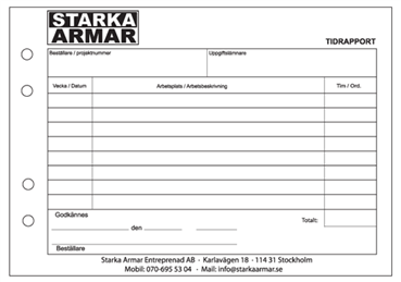 tidrapportblock E med tryck