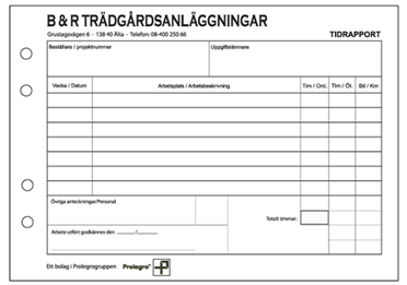 tidrapportblock C eget tryck